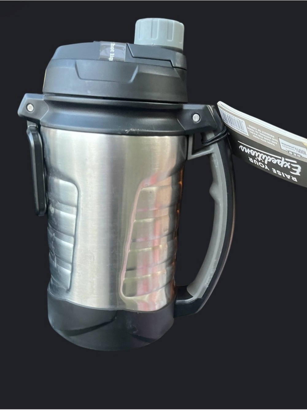 Stainless Steel Black Travel Mug with Handle